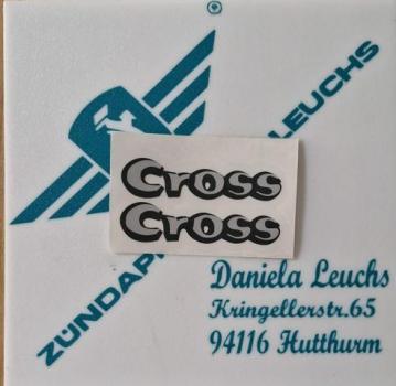 Zündapp Aufkleber 2x "Cross" Schrift Silber / Schwarz  Seitendeckel KS 50 Typ 517 517-10.264